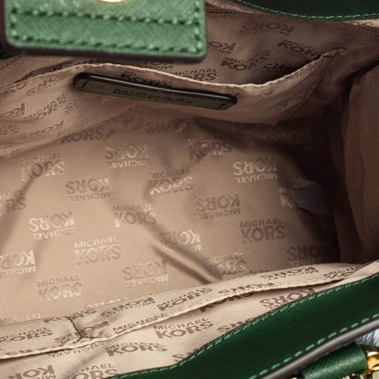 Pre Owned MICHAEL Michael Kors Green Leather Medium Bridgette Tote