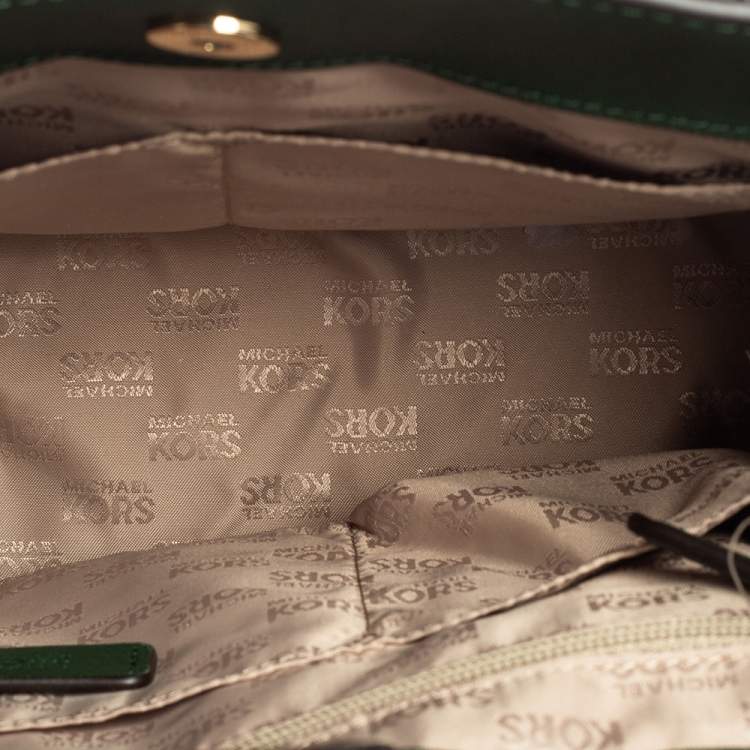 Pre Owned MICHAEL Michael Kors Green Leather Medium Bridgette Tote