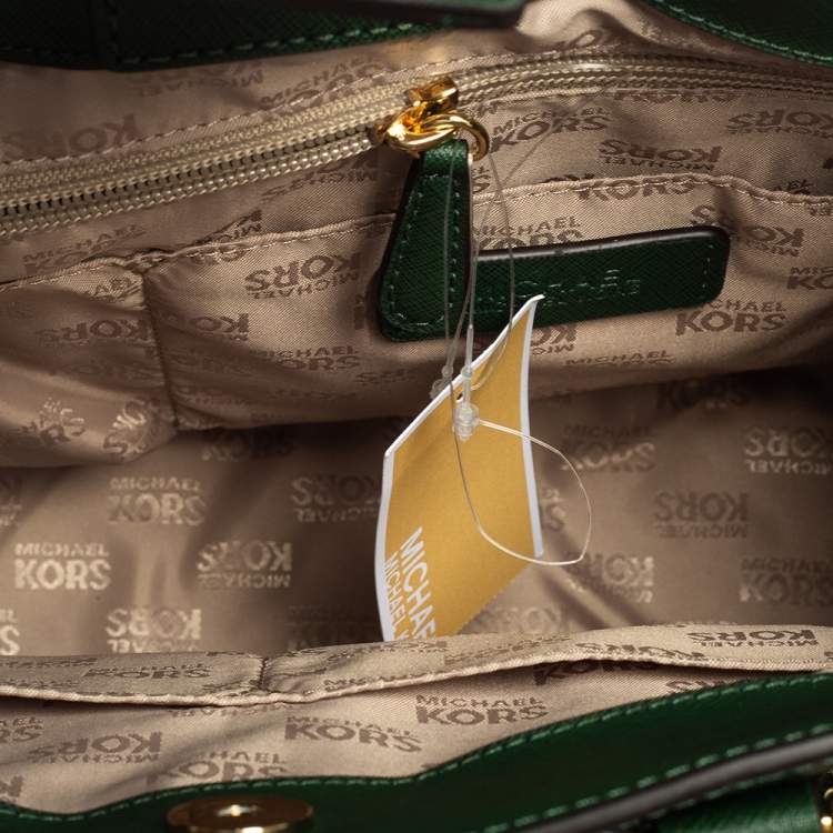 Pre Owned MICHAEL Michael Kors Green Leather Medium Bridgette Tote