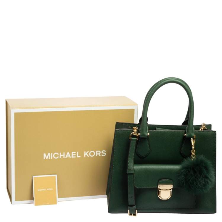 Pre Owned MICHAEL Michael Kors Green Leather Medium Bridgette Tote