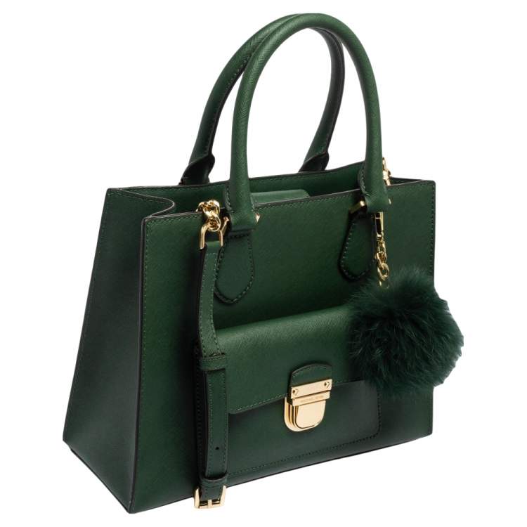 Pre Owned MICHAEL Michael Kors Green Leather Medium Bridgette Tote