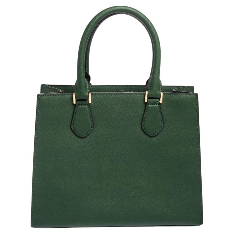 Pre Owned MICHAEL Michael Kors Green Leather Medium Bridgette Tote