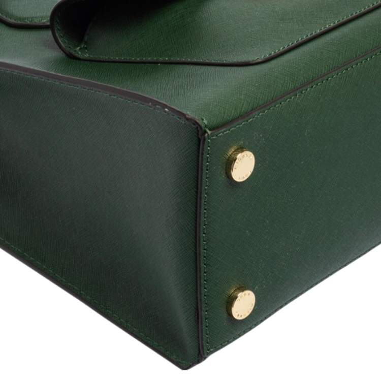 Pre Owned MICHAEL Michael Kors Green Leather Medium Bridgette Tote