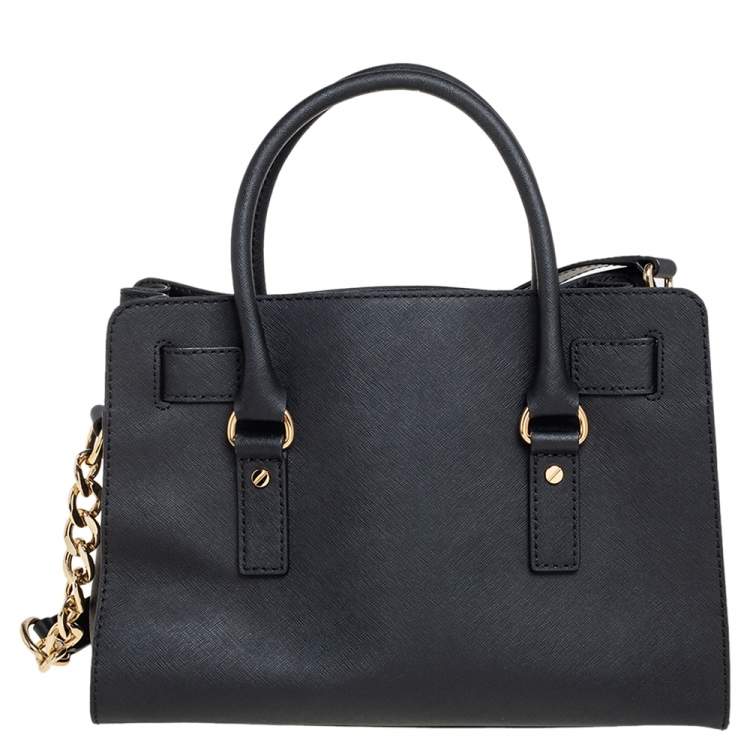 Pre Owned MICHAEL Michael Kors Black Leather Medium Hamilton East West Tote