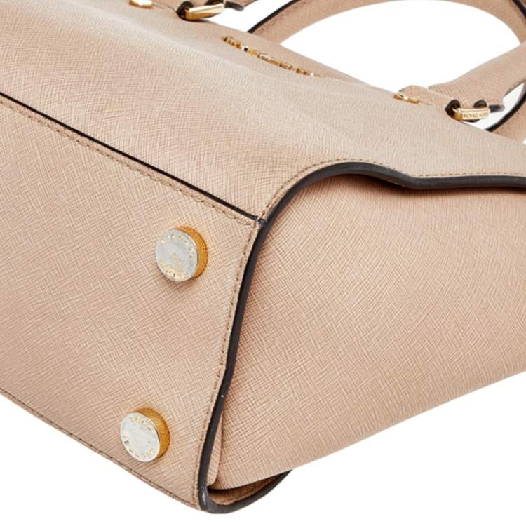 Pre Owned MICHAEL Michael Kors Beige Saffiano Leather Medium Selma Tote