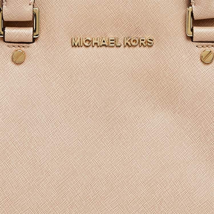 Pre Owned MICHAEL Michael Kors Beige Saffiano Leather Medium Selma Tote