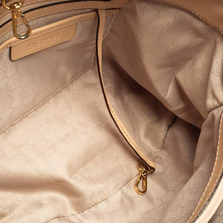 Pre Owned MICHAEL Michael Kors White Signature Coated Canvas And Leather Large Jet Set Tote