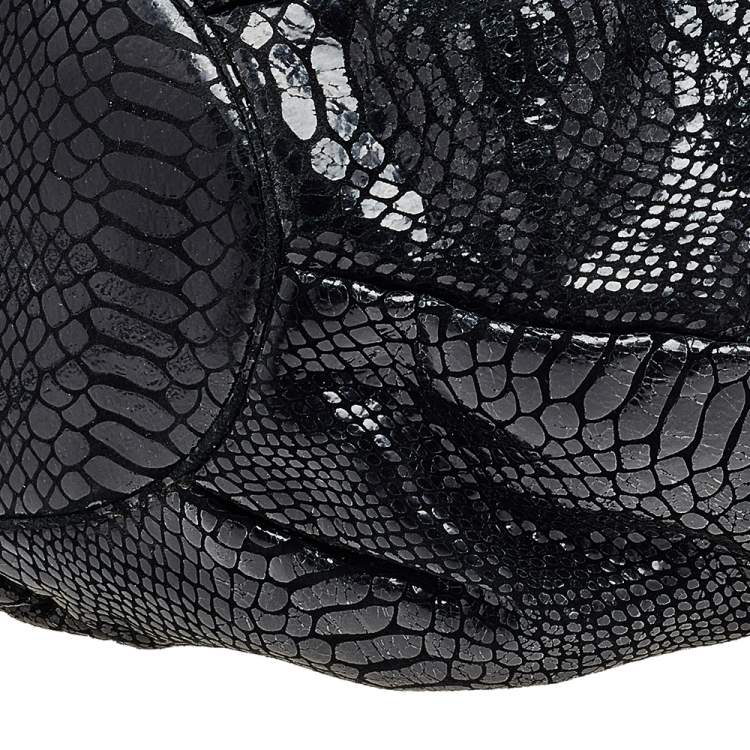 Pre Owned MICHAEL Michael Kors Black Python Embossed Leather Tote