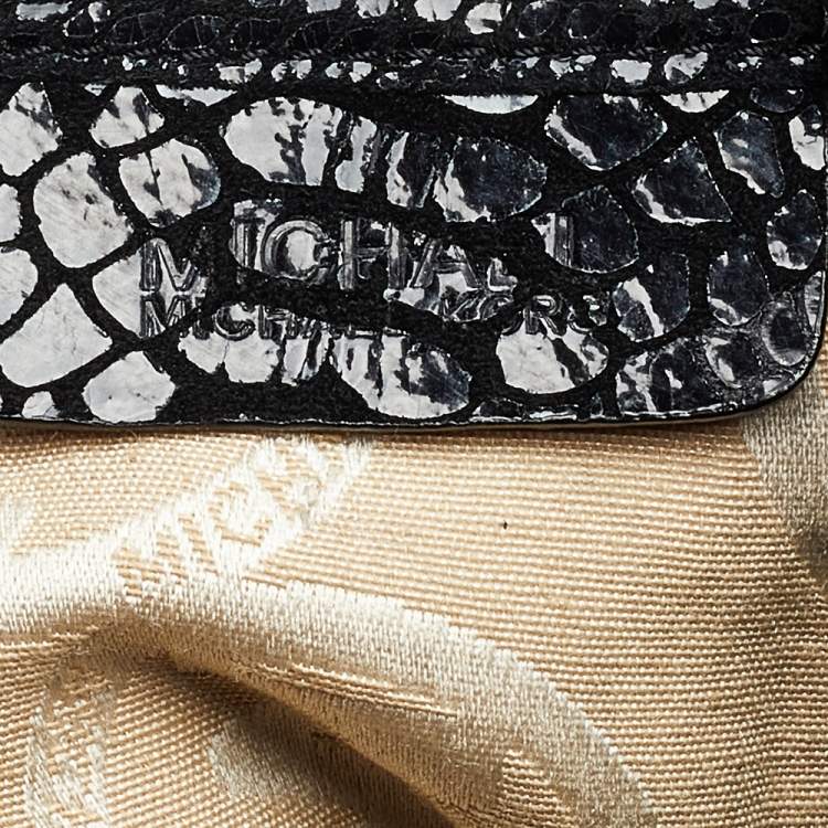 Pre Owned MICHAEL Michael Kors Black Python Embossed Leather Tote