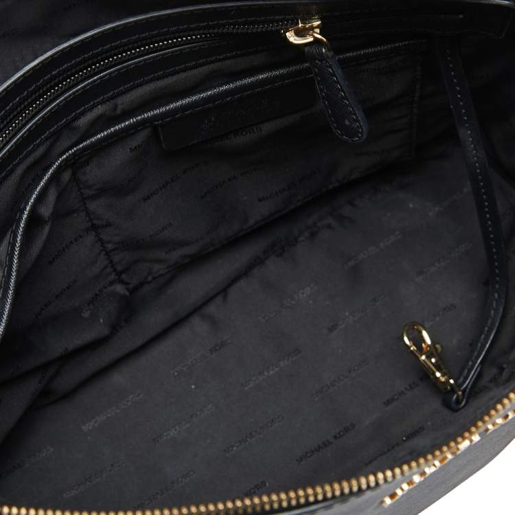 Pre Owned MICHAEL Michael Kors Black Leather Medium Jet Set Tote