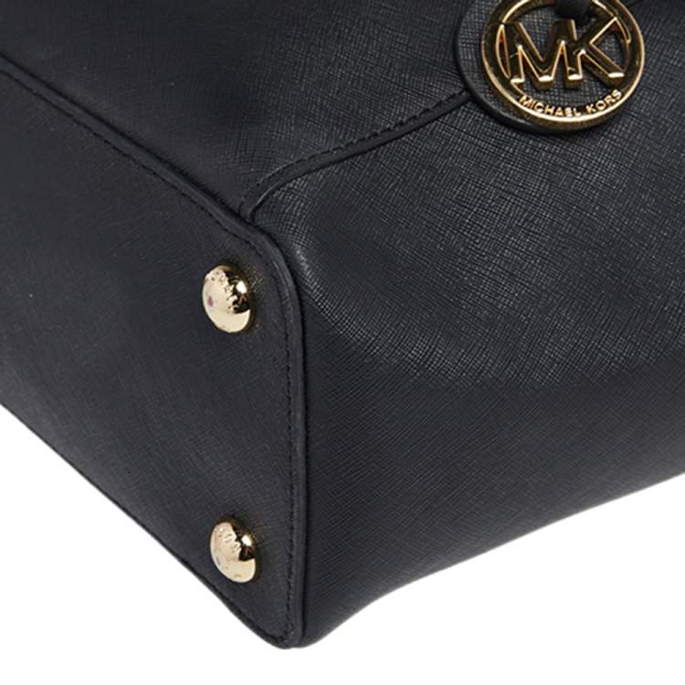Pre Owned MICHAEL Michael Kors Black Leather Medium Jet Set Tote