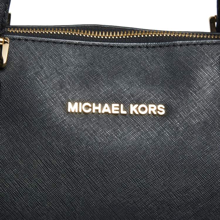 Pre Owned MICHAEL Michael Kors Black Leather Medium Jet Set Tote