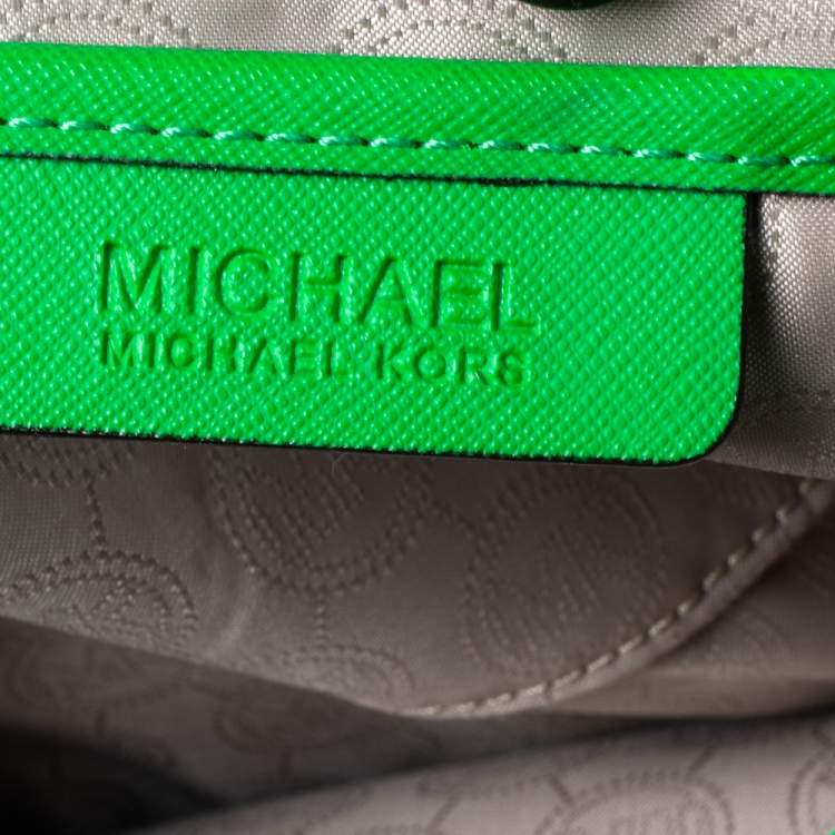 Pre Owned MICHAEL Michael Kors Green Leather Large Jet Set Tote