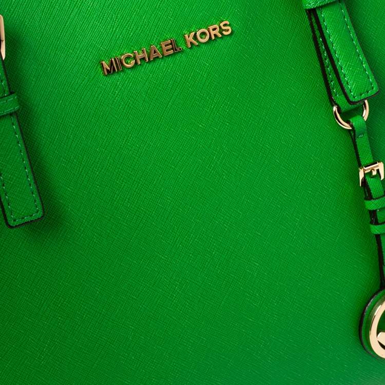 Pre Owned MICHAEL Michael Kors Green Leather Large Jet Set Tote