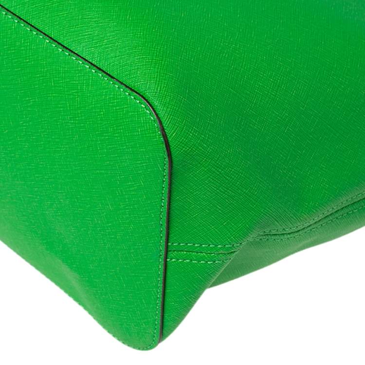 Pre Owned MICHAEL Michael Kors Green Leather Large Jet Set Tote