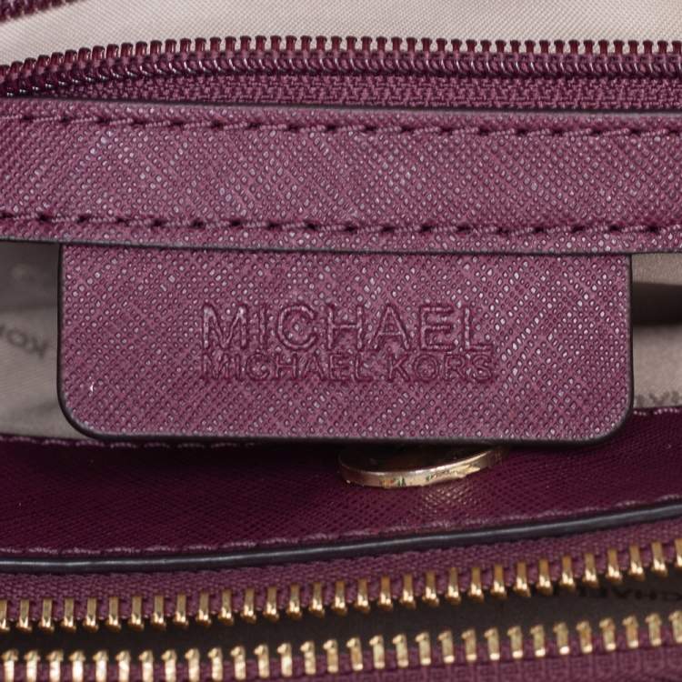 Pre Owned MICHAEL Michael Kors Plum Leather Small Savannah Satchel
