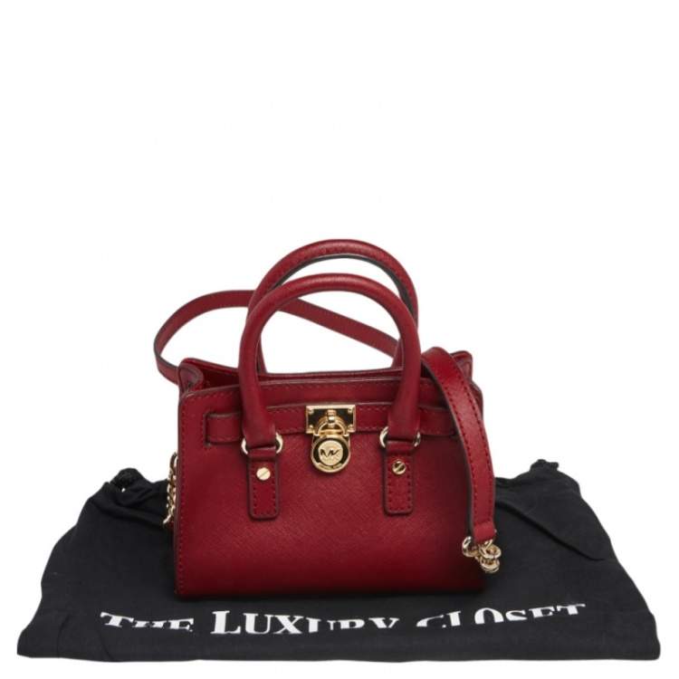 مملوكة مسبقًا MICHAEL Michael Kors Dark Red Leather Mini Hamilton Crossbody Bag