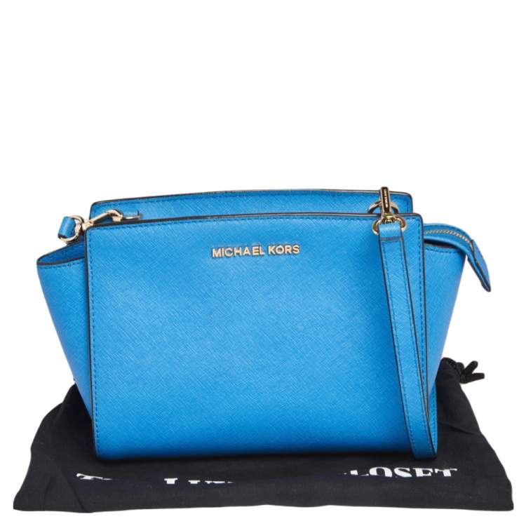 Pre Owned MICHAEL Michael Kors Blue Leather Small Selma Crossbody Bag