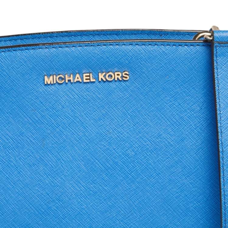 Pre Owned MICHAEL Michael Kors Blue Leather Small Selma Crossbody Bag