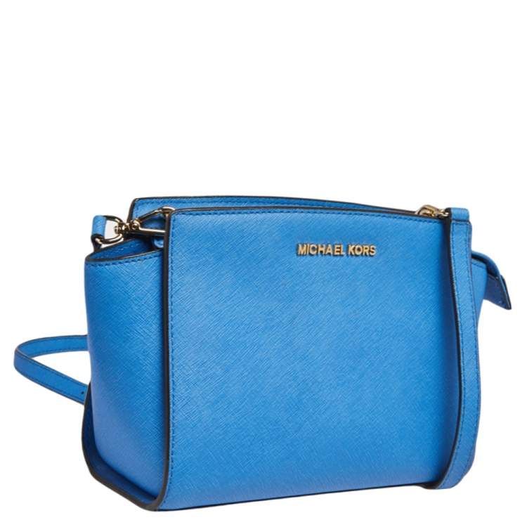Pre Owned MICHAEL Michael Kors Blue Leather Small Selma Crossbody Bag
