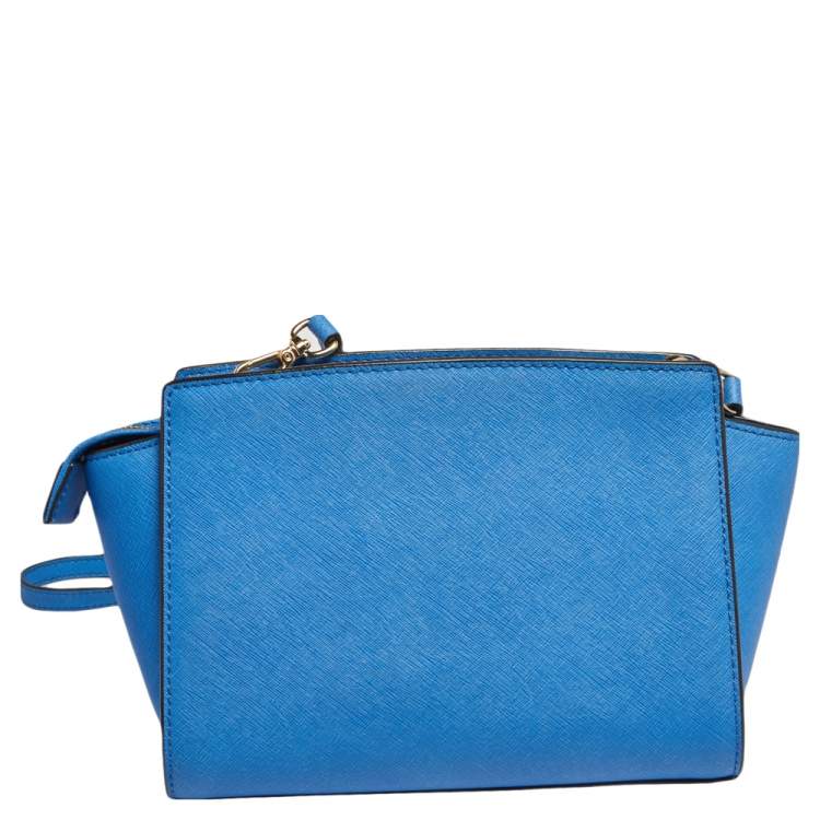 Pre Owned MICHAEL Michael Kors Blue Leather Small Selma Crossbody Bag