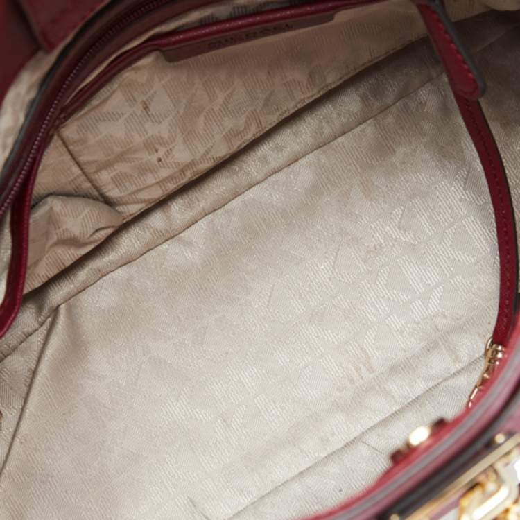 Pre Owned MICHAEL Michael Kors Red Saffiano Leather Large Hamilton North South Tote