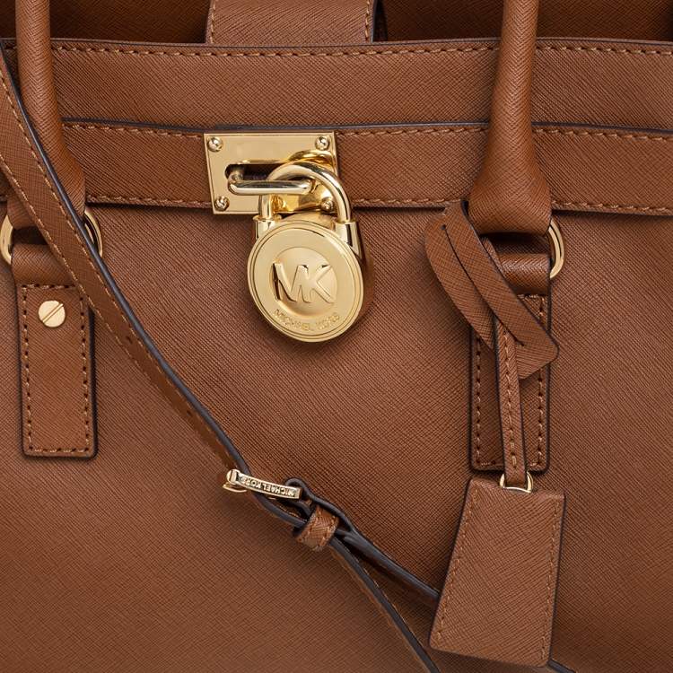 Pre Owned MICHAEL Michael Kors Brown Leather North South Hamilton Tote
