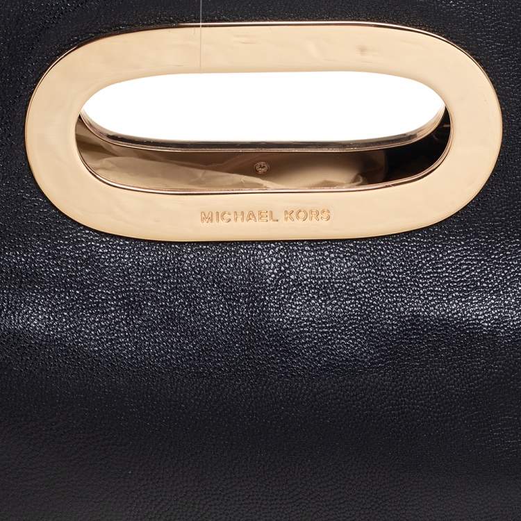 Pre Owned MICHAEL Michael Kors Black Grained Leather Berkley Clutch