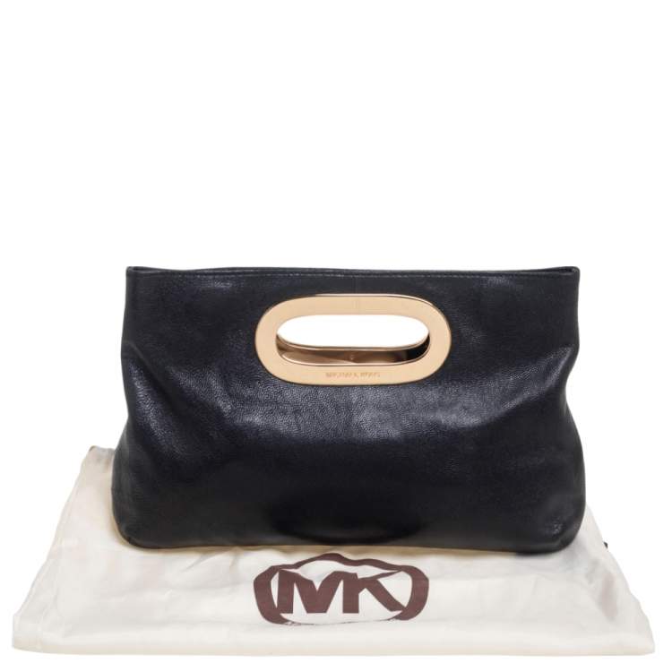Pre Owned MICHAEL Michael Kors Black Grained Leather Berkley Clutch