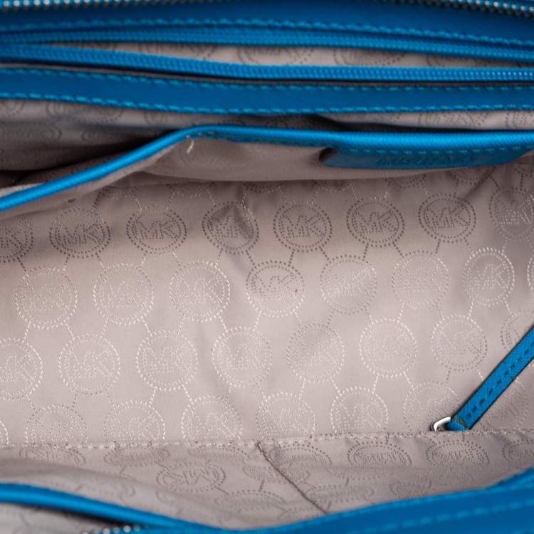 Pre Owned MICHAEL Michael Kors Blue Saffiano Leather Large Selma Tote