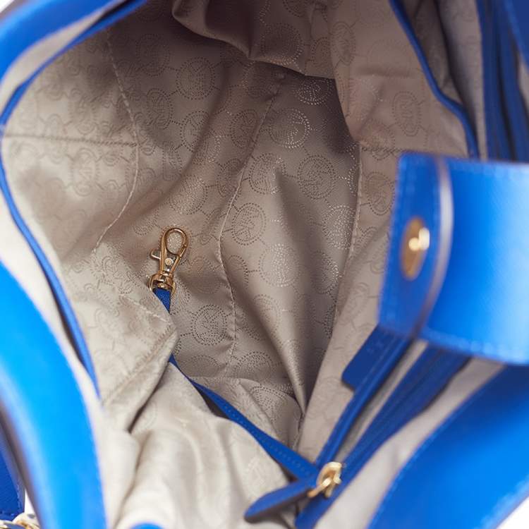 Pre Owned MICHAEL Michael Kors Blue Leather Large Hamilton North South Tote