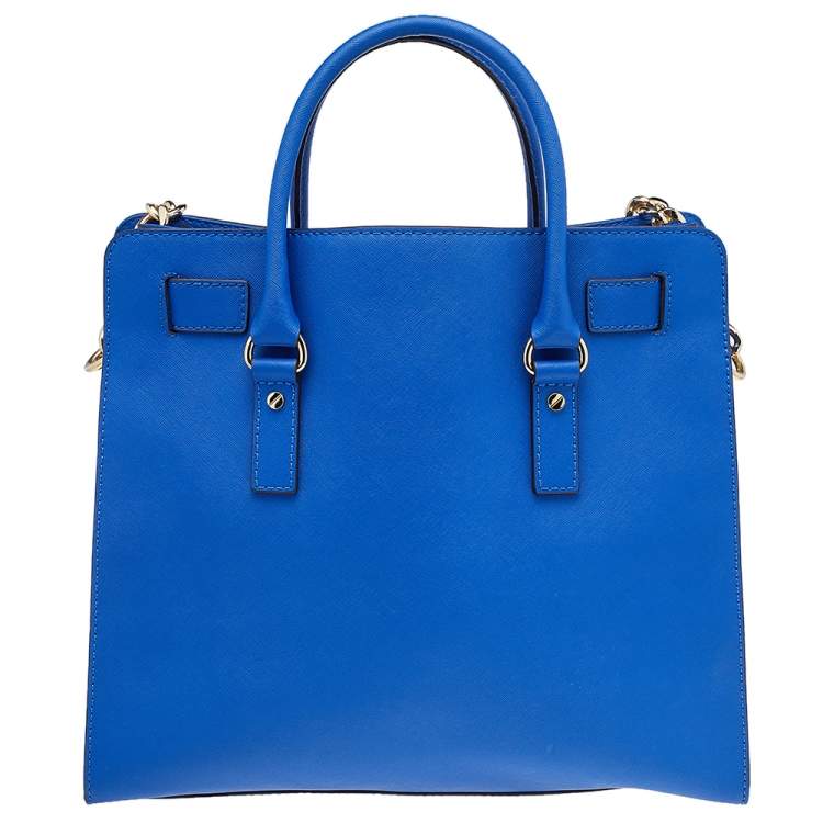 Pre Owned MICHAEL Michael Kors Blue Leather Large Hamilton North South Tote