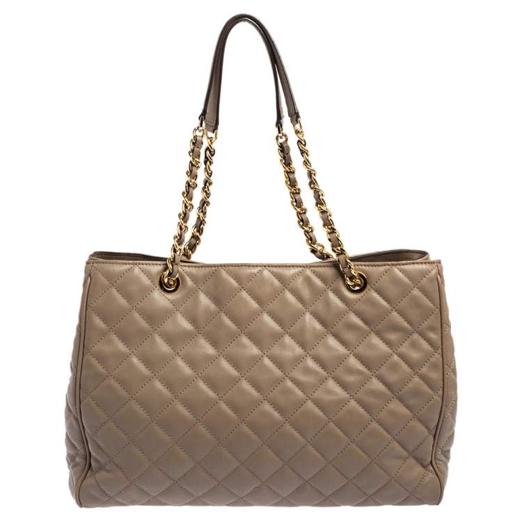 Pre Owned MICHAEL Michael Kors Beige Quilted Leather Large Susannah Tote