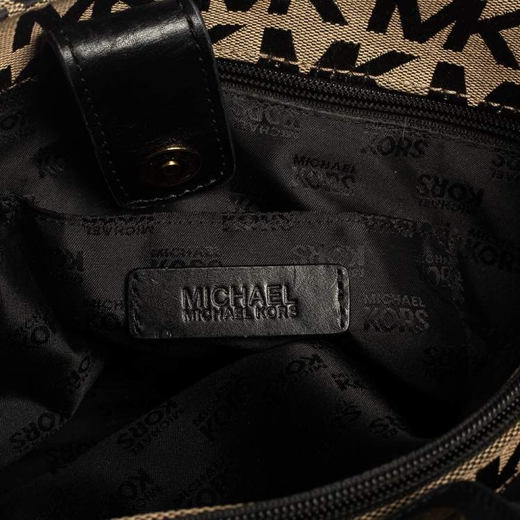 Pre Owned MICHAEL Michael Kors Signature Canvas and Leather Ludlow Shoulder Bag