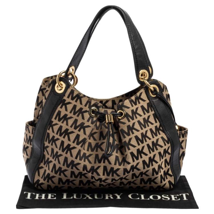 Pre Owned MICHAEL Michael Kors Signature Canvas and Leather Ludlow Shoulder Bag