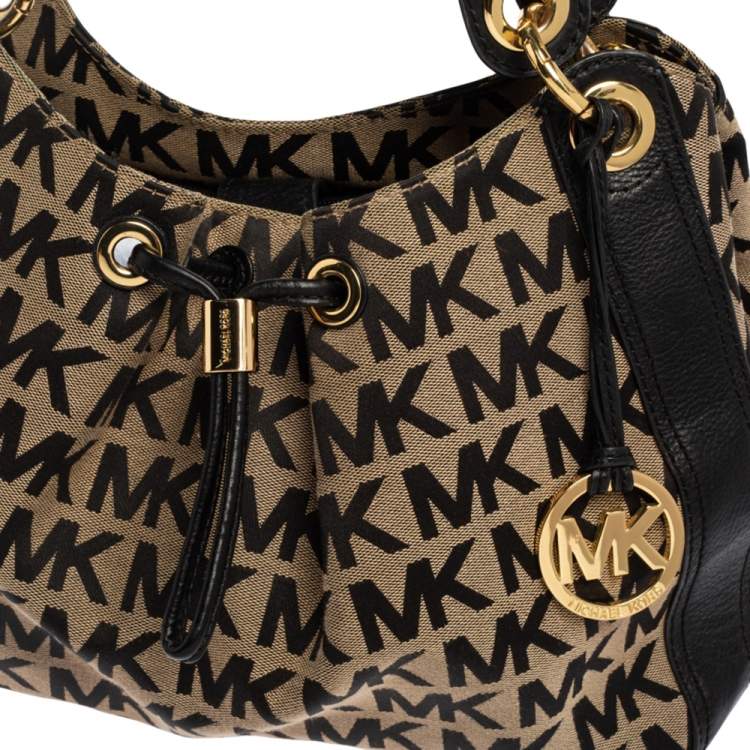 Pre Owned MICHAEL Michael Kors Signature Canvas and Leather Ludlow Shoulder Bag