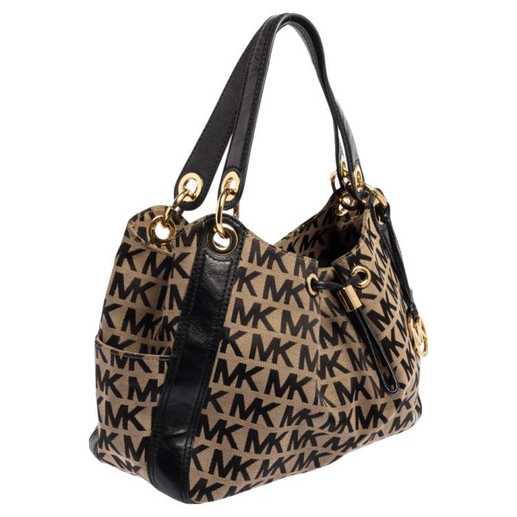 Pre Owned MICHAEL Michael Kors Signature Canvas and Leather Ludlow Shoulder Bag