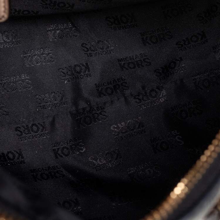 Pre Owned MICHAEL Michael Kors Black Signature Patent and Leather Grayson Satchel