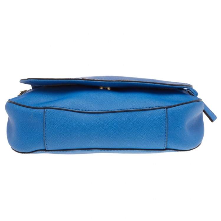 Pre Owned MICHAEL Michael Kors Blue Saffiano Leather Hamilton Crossbody Bag