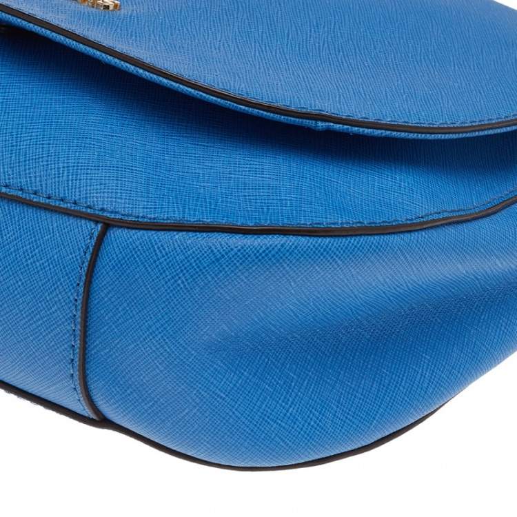 Pre Owned MICHAEL Michael Kors Blue Saffiano Leather Hamilton Crossbody Bag