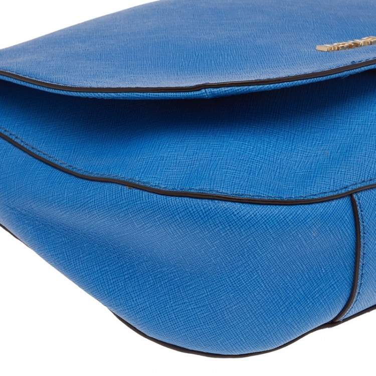Pre Owned MICHAEL Michael Kors Blue Saffiano Leather Hamilton Crossbody Bag