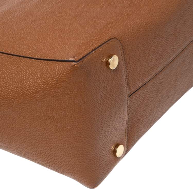 مملوكة مسبقًا MICHAEL Michael Kors Brown Grained Leather Large Mercer Satchel