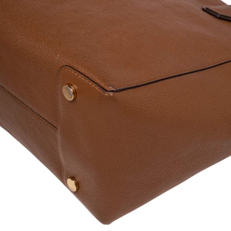مملوكة مسبقًا MICHAEL Michael Kors Brown Grained Leather Large Mercer Satchel