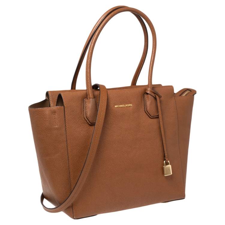 مملوكة مسبقًا MICHAEL Michael Kors Brown Grained Leather Large Mercer Satchel