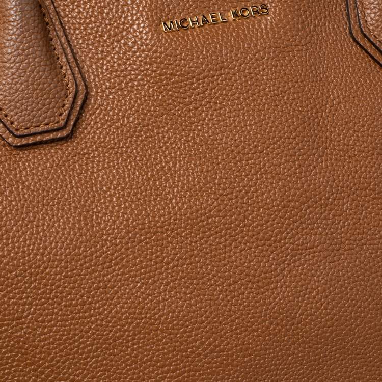 مملوكة مسبقًا MICHAEL Michael Kors Brown Grained Leather Large Mercer Satchel