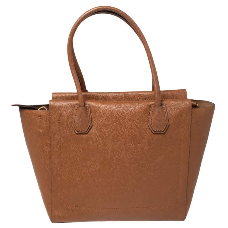 مملوكة مسبقًا MICHAEL Michael Kors Brown Grained Leather Large Mercer Satchel