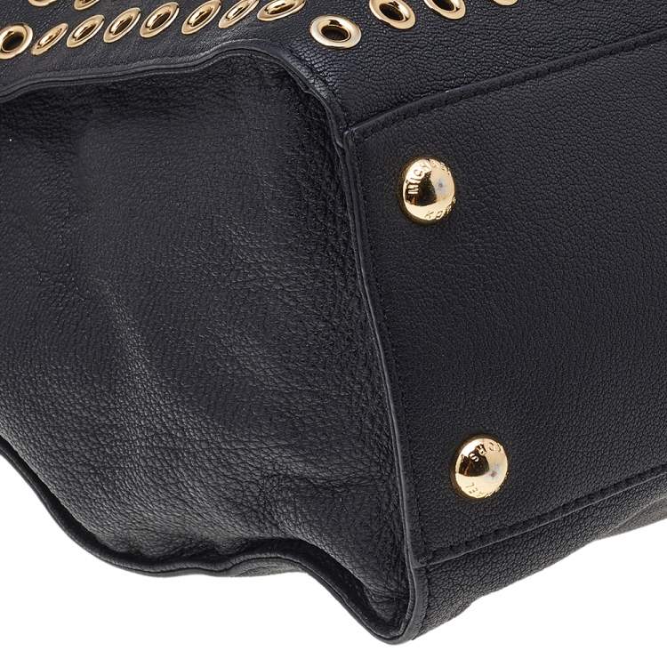 Pre Owned MICHAEL Michael Kors Black Leather Studded Hamilton Tote