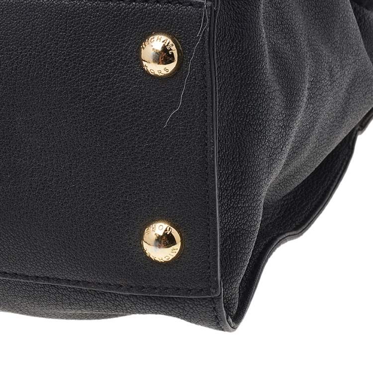 Pre Owned MICHAEL Michael Kors Black Leather Studded Hamilton Tote