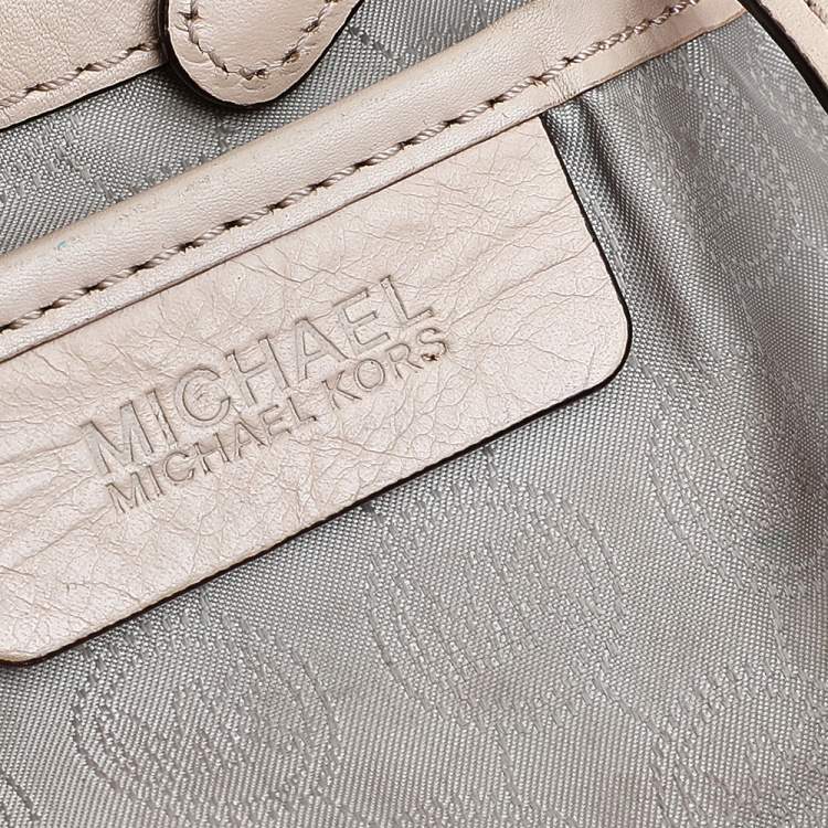 Pre Owned MICHAEL Michael Kors Khaki/Black Python Effect Leather Tote