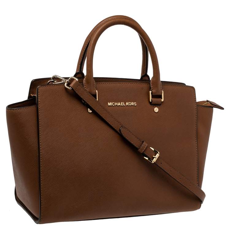 Pre Owned MICHAEL Michael Kors Brown Leather Large Selma Satchel